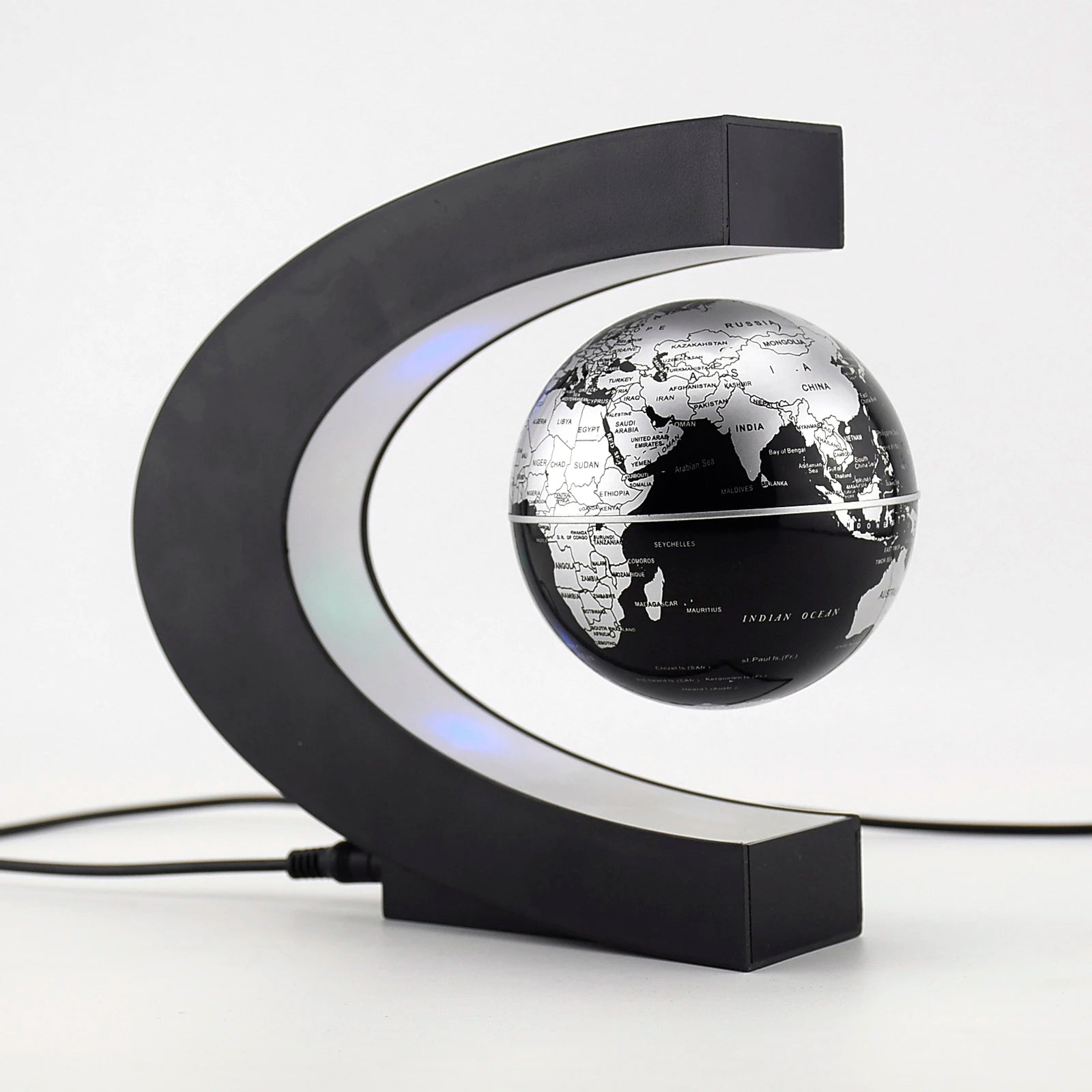Moktan Sabai Magnetic Levitation Globe LED Floating World Map Lamp Antigravity Home Decor Gift Silver Ball