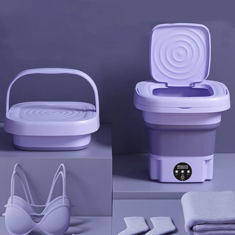Moktan Sabai 8L Portable Foldable Mini Washing Machine with Spin Dryer for Socks Underwear