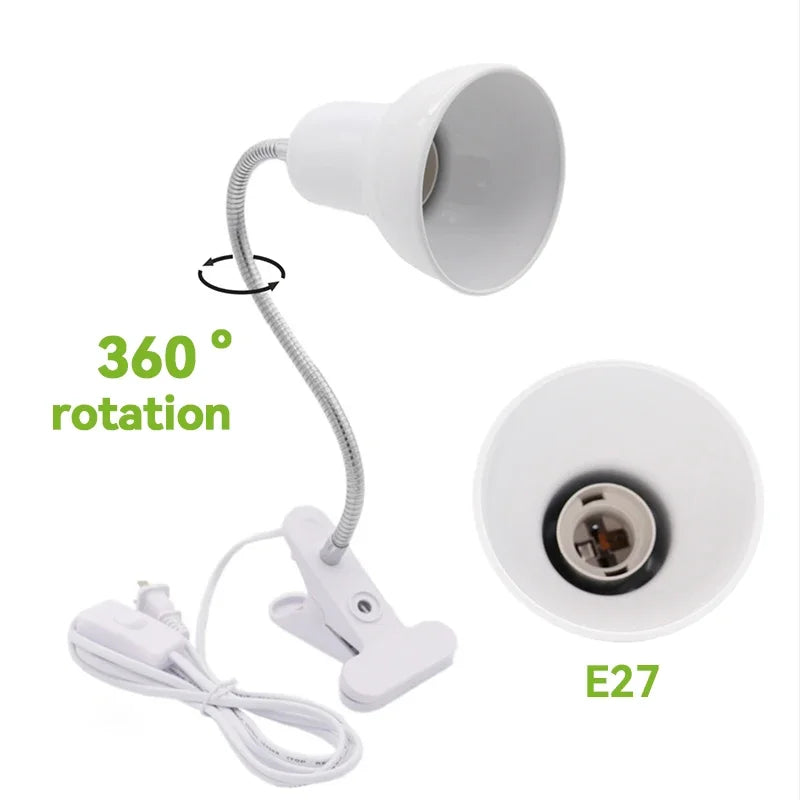 Moktan Sabai E27 Clip Desk Lamp Adjustable Gooseneck Clamp Light for Bedside Bookshelf