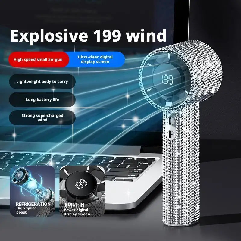 Moktan Sabai Portable Hand Fan | High-Speed Turbo Misting Fan with 199 Speed Levels | Rechargeable Design for Efficient Cooling