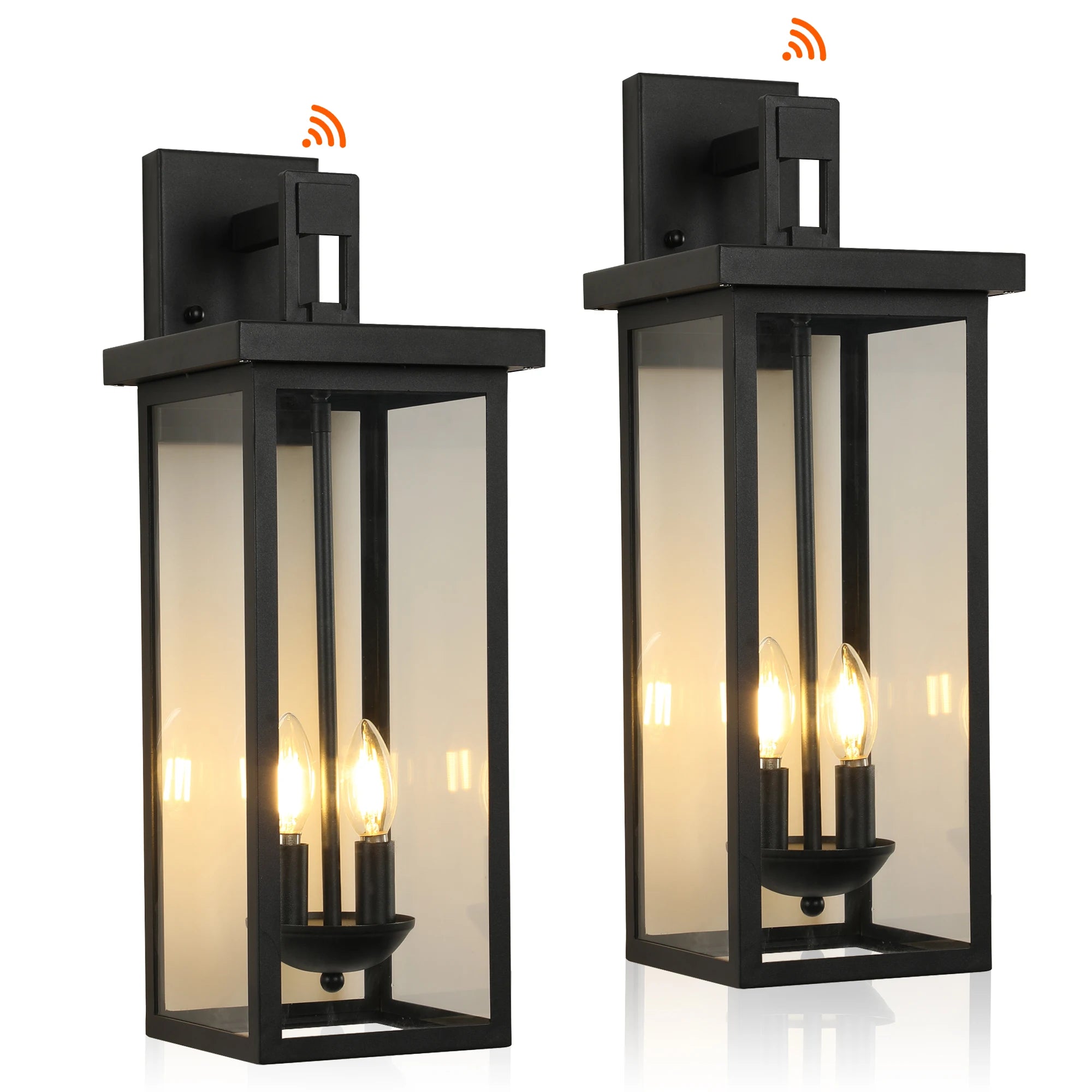 Moktan Sabai 22" Outdoor Wall Lantern Dusk to Dawn Sensor Matte Black Weatherproof Exterior Light 2-Pack United States