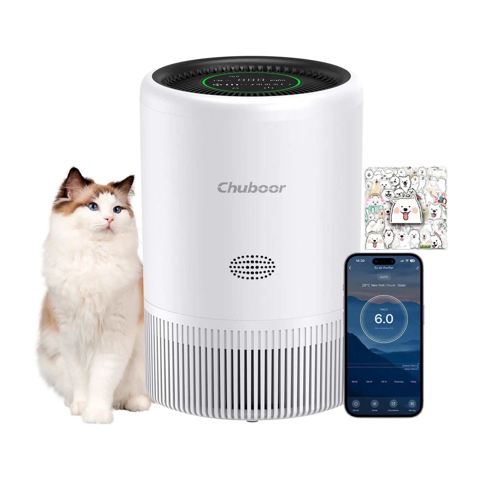Moktan Sabai Smart Air Purifier with HEPA Filter App Control PM2.5 for Bedroom Pets Home WIFI
