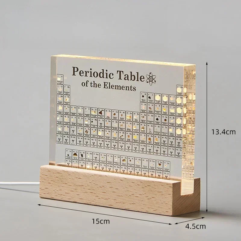 Moktan Sabai Acrylic Periodic Table Figurine – Mendeleev Science Desk Ornament Room Decor with-USB-Light