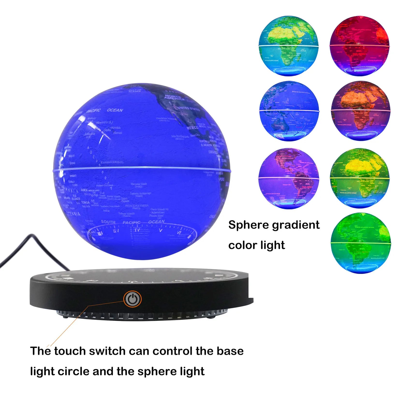 Moktan Sabai 6 Inch Floating Levitating Globe RGB Light Magnetic World Map Desk Decor Gift