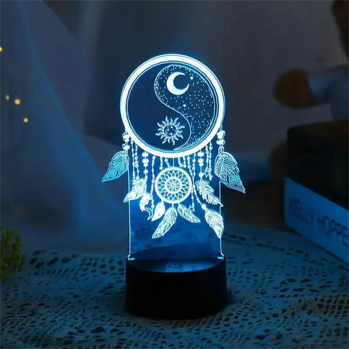 Moktan Sabai Dream Catcher 3D Night Light Optical Illusion Lamp 7-Color Touch Bedroom Decor