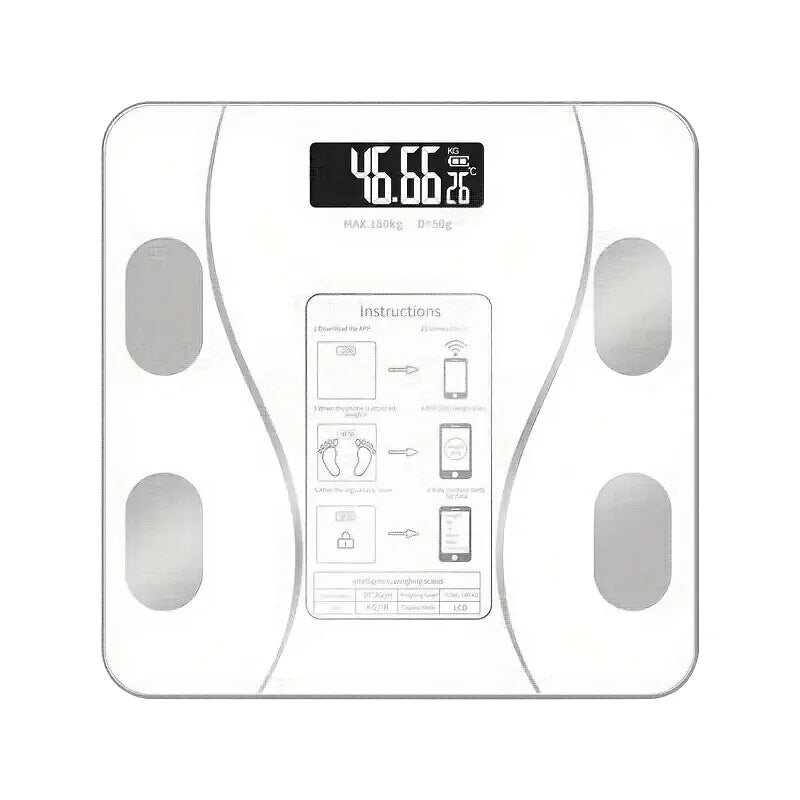 Moktan Sabai Smart Bluetooth Digital Scale – LED Display with App Sync and Rechargeable Battery tzc-white