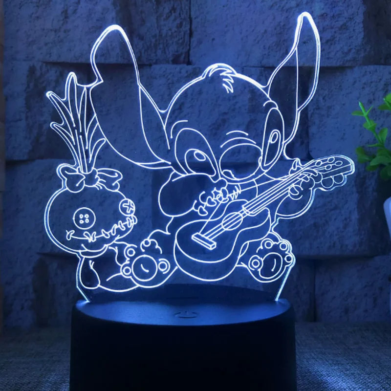 Moktan Sabai Stitch 3D Night Light USB Touch Cartoon Desk Lamp Remote LED Room Decor Gift Stitch 02