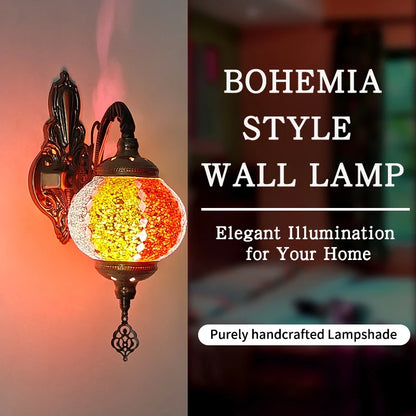 Vintage Bohemian Mosaic Glass Wall Lamp Indoor Lighting for Bedroom, Hall & Bar