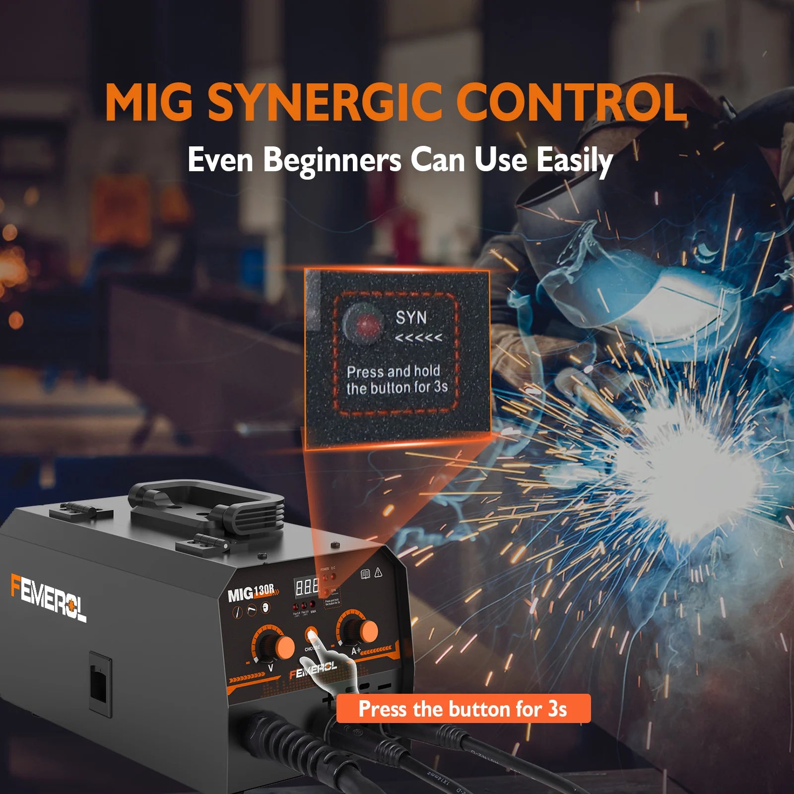 Moktan Sabai 2-in-1 MIG Welder 130A Gasless Flux Core ARC IGBT Welding Machine for Home DIY