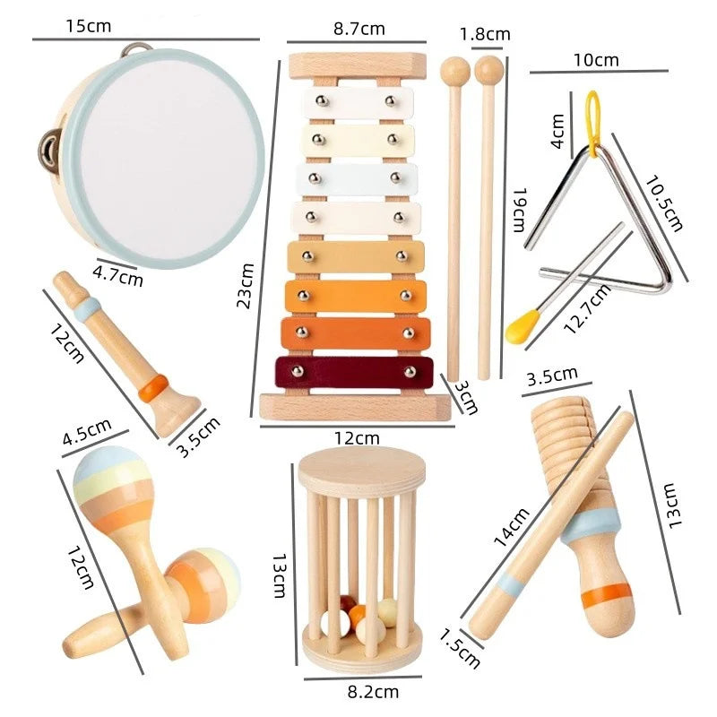 Moktan Sabai Montessori Wooden Toddler Musical Instrument Set Xylophone Educational Toy Kit