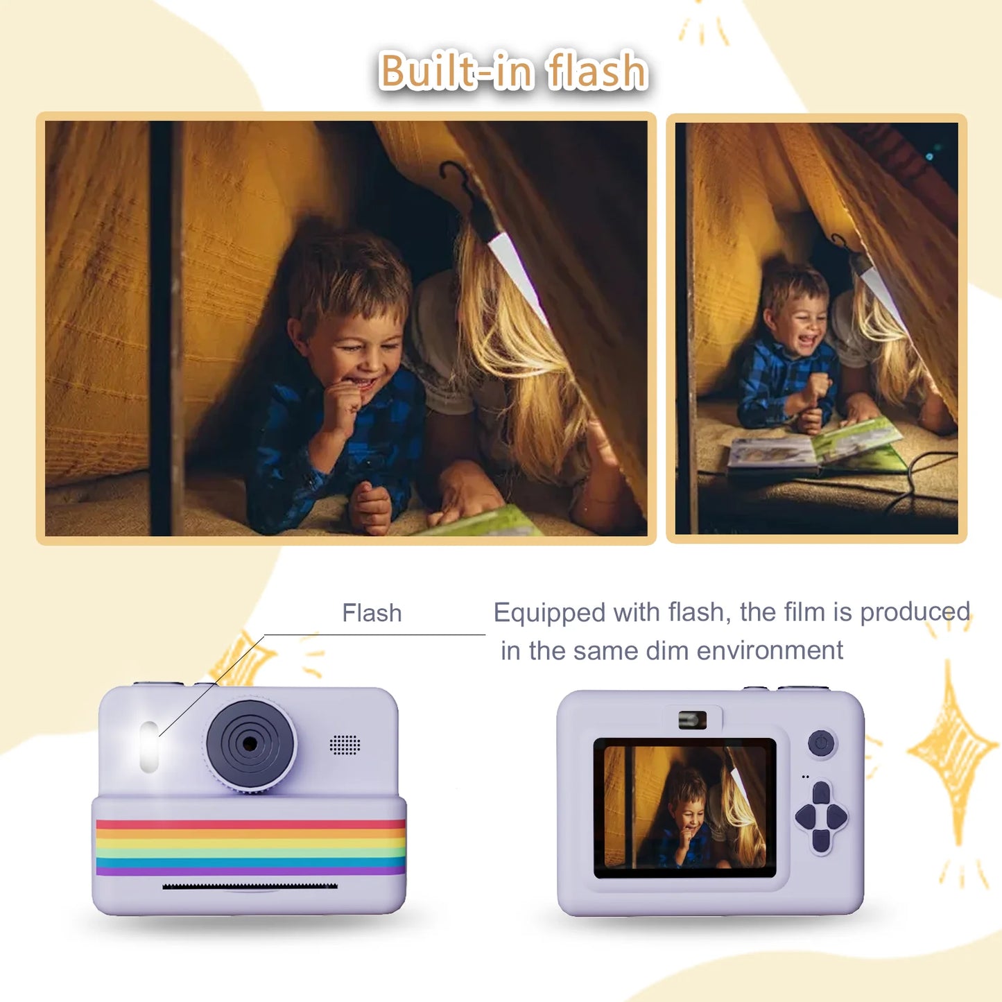 Kids Instant Print Camera with Mini Thermal Photo Printer 2.8" HD Video Camera Toy
