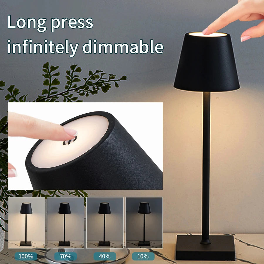 Moktan Sabai LED Table Lamp | 3 Level Dimmable Wireless Touch Desk Light USB Rechargeable Lamp