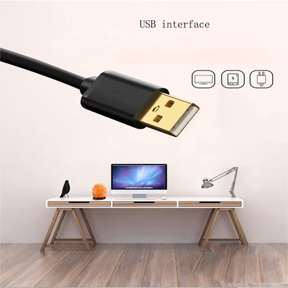 Himalayan Salt Lamp 7 Color USB Night Light Wooden Base Table Lamp for Bedroom