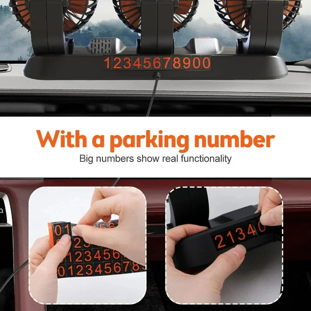 Moktan Sabai Dual Head Car Fan | 12 Volt Fan with 360° Rotation & Adjustable Airflow | Portable Cooling Solution for Cars
