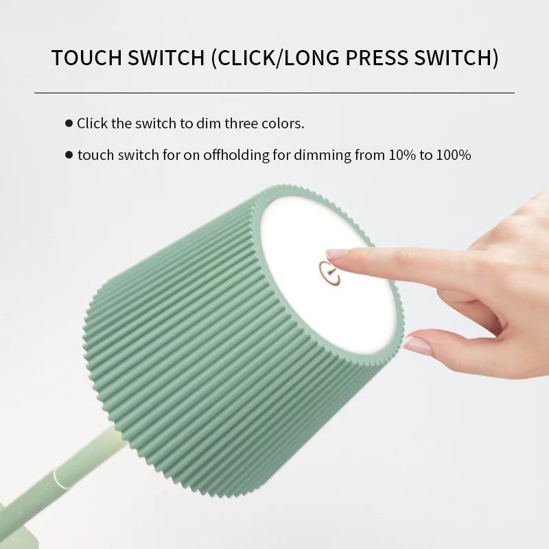 Modern Stripe LED Table Lamp USB Wireless Charging Touch Dimmable Bedside Light