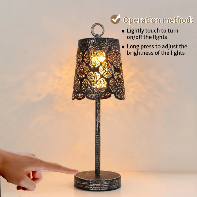 Moktan Sabai Vintage Wrought Iron Table Lamp Rechargeable Portable LED Ambient Desk Light