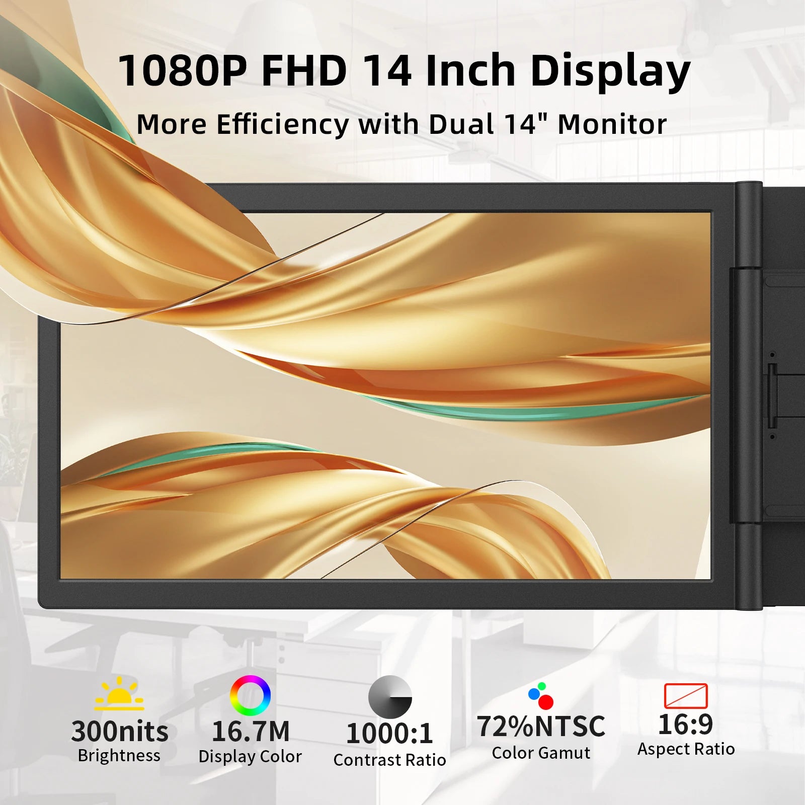 Moktan Sabai 14" Dual Laptop Monitor Amoudo FHD IPS USB-C Portable Triple Screen Windows Mac Xbox