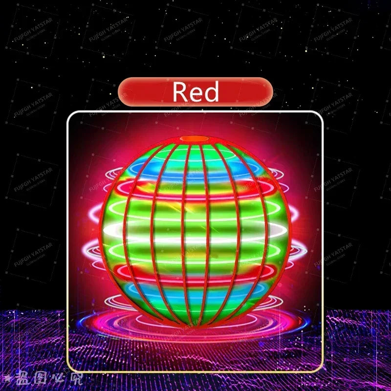 Moktan Sabai Flying LED Ball Toy for Kids – Hand Controlled 360° Rotating Cosmic Globe Red