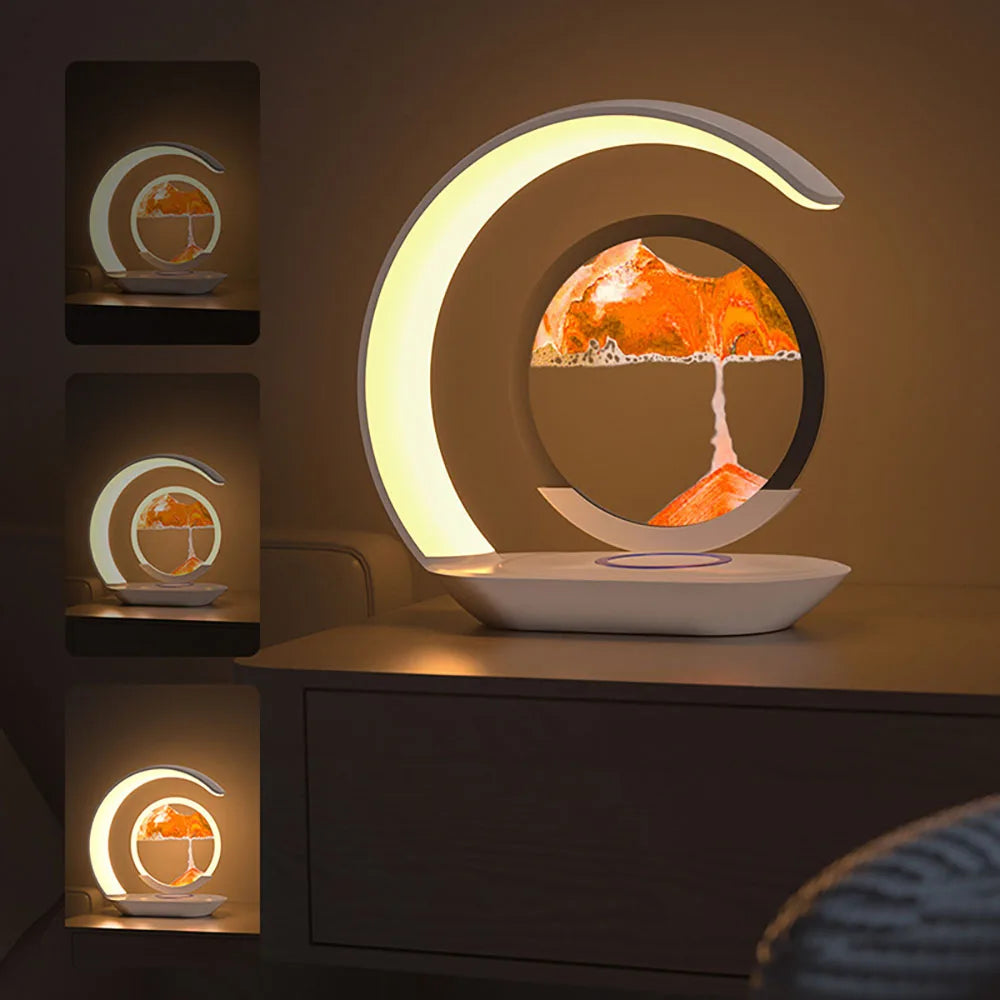 Moktan Sabai Quicksand Table Lamp USB Wireless Charging 3D Hourglass Desk Night Light