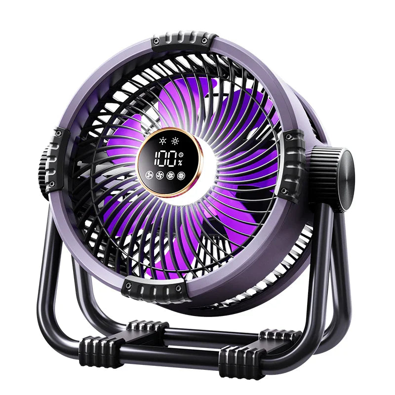 Moktan Sabai Outdoor Essentials | Rechargeable Camping Fan with LED Light & Power Bank | 20000mAh Battery for Extended Use Grey