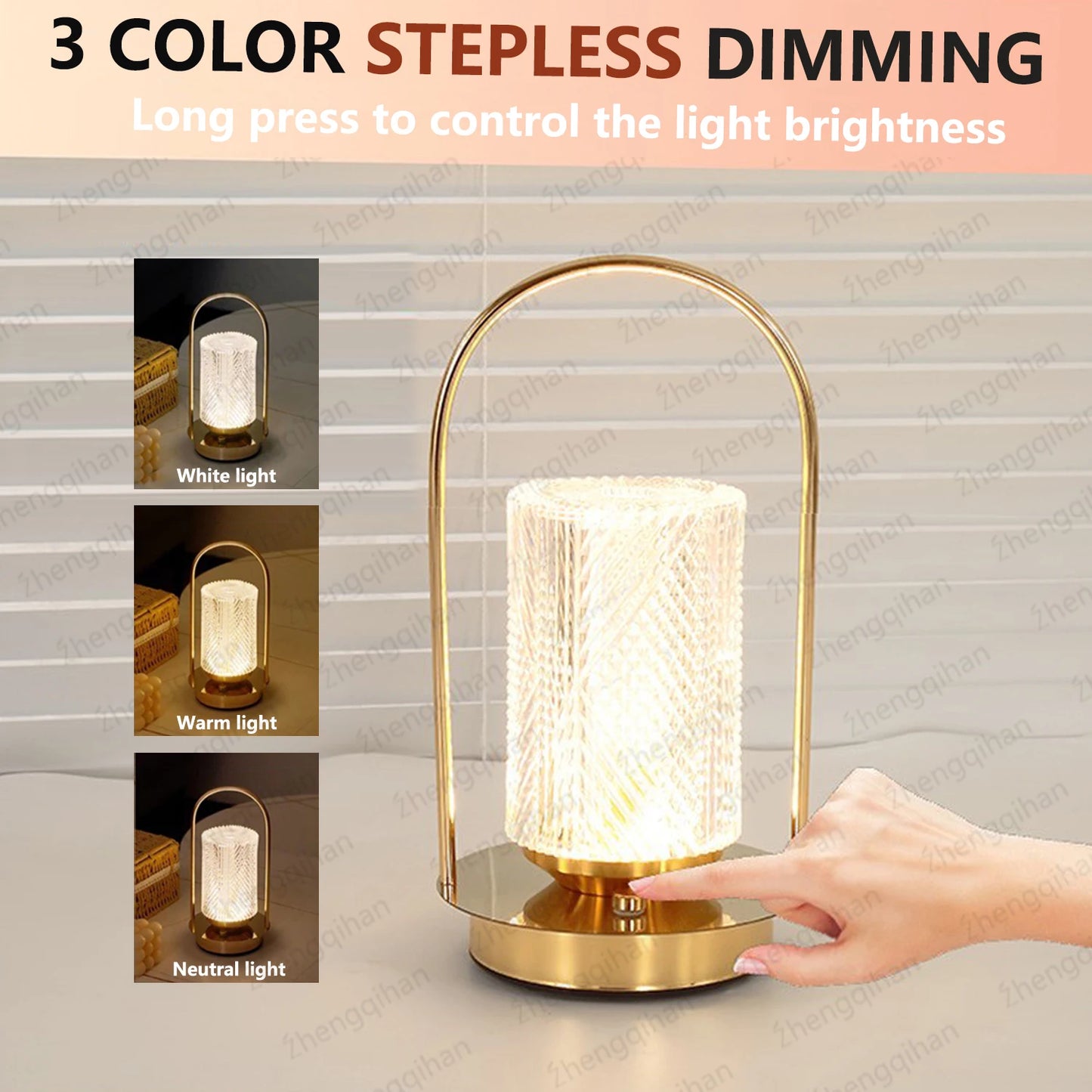 Wireless Crystal LED Table Lamp – Rechargeable Touch Night Light for Bedroom Bar