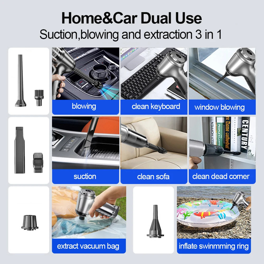 Moktan Sabai Car Handheld Vacuum Cleaner – 95000PA High Power Wireless Cordless Cleaner