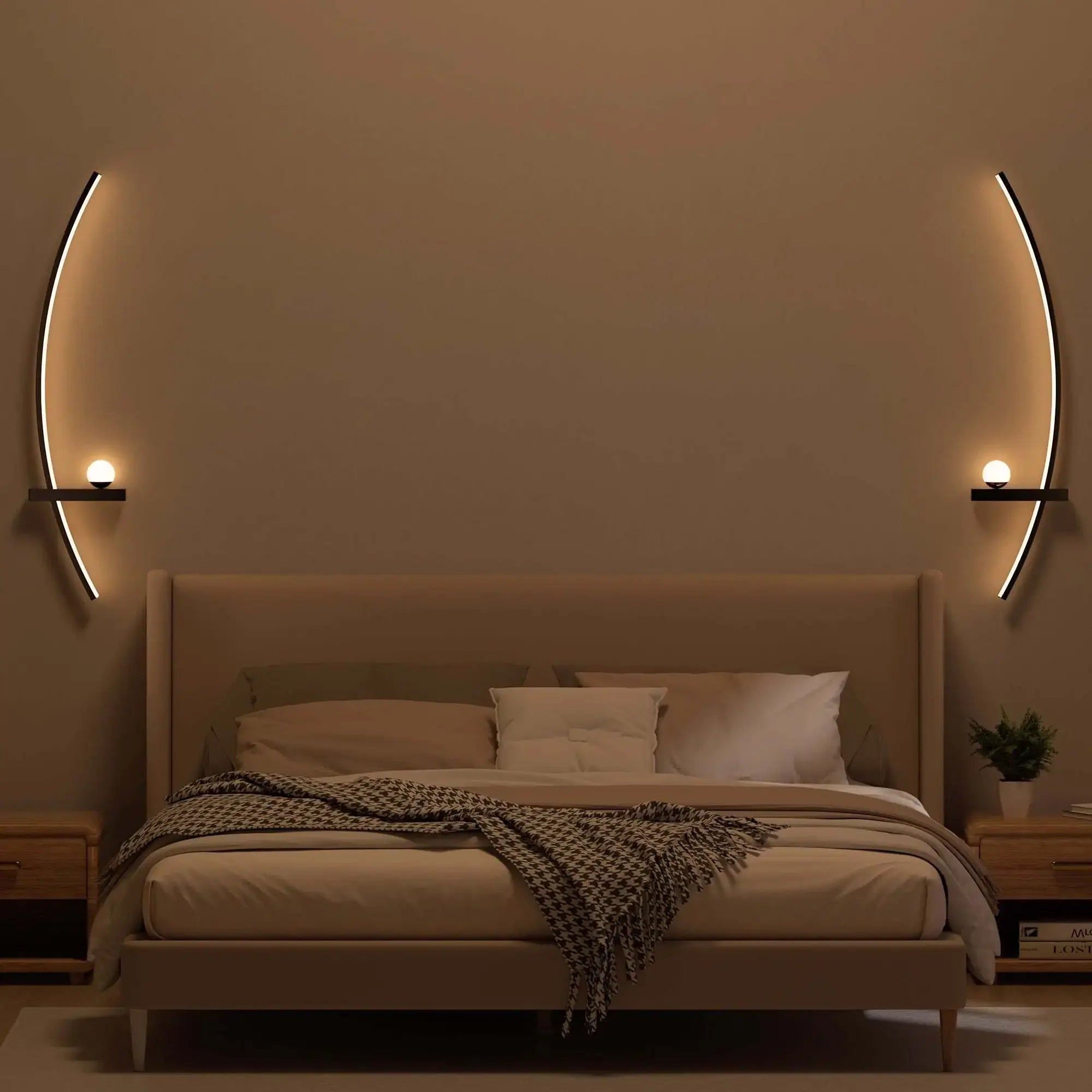 Moktan Sabai 2pcs Modern Adjustable LED Wall Sconce 31.5" Arched Bedside Lamp 3000K Warm Glow United States 2 PCS