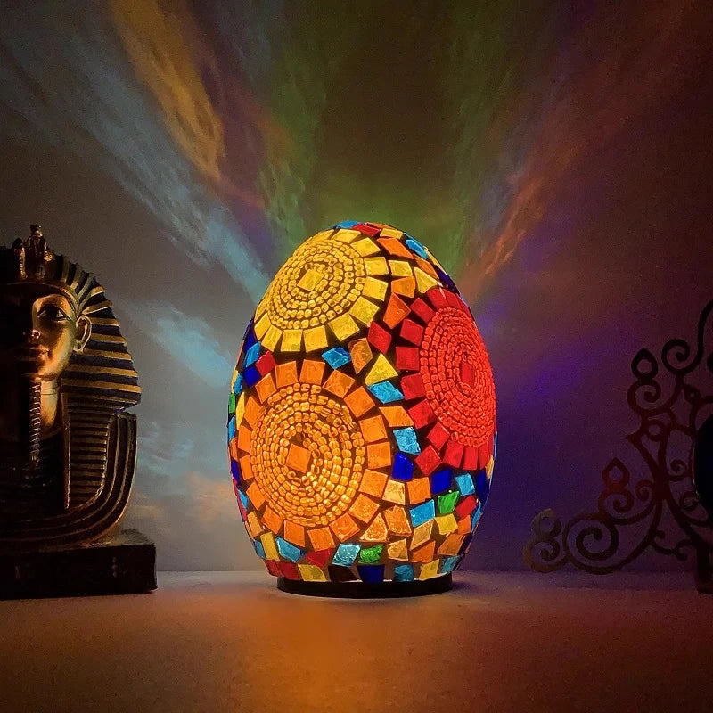 Moktan Sabai DIY Turkish Mosaic Egg Table Lamp Rechargeable Battery Bedside Desk Night Light