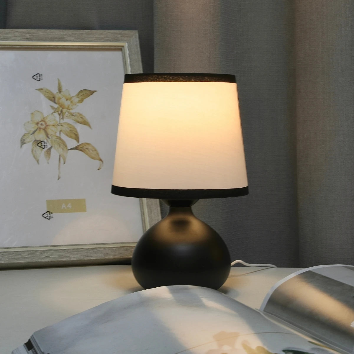 Modern Linen LED Table Lamp Bedside Desk Light Home Décor Bedroom Lighting