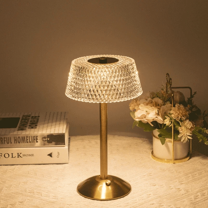 Moktan Sabai Luxury Touch LED Table Lamp Rechargeable 3 Color Bedside Glass Night Light