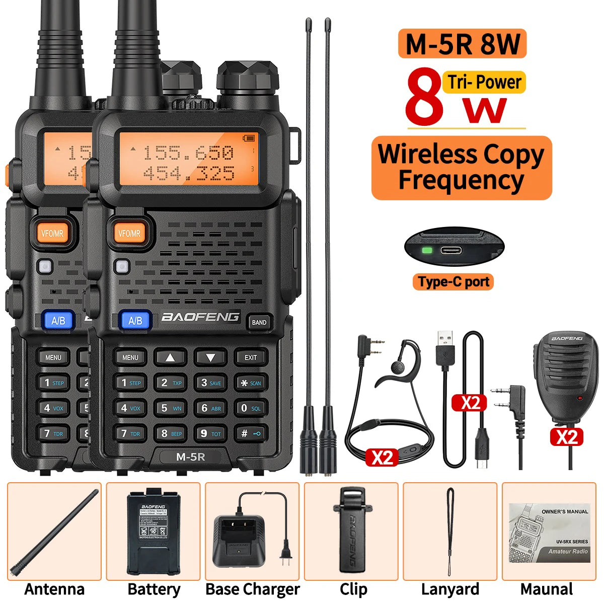 Moktan Sabai 8W Multi Band Walkie Talkie Long Range Two Way Radio USB C Handheld