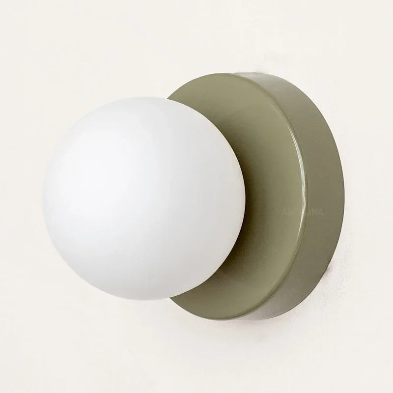 Moktan Sabai Nordic Glass LED Wall Lamp Orb Sconce for Bedroom Hallway Staircase Green