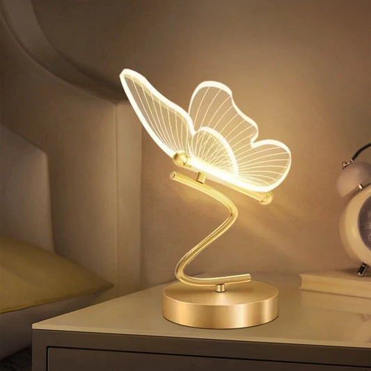 Nordic Butterfly Table Lamp LED USB Bedside Desk Light Bedroom Home Decor