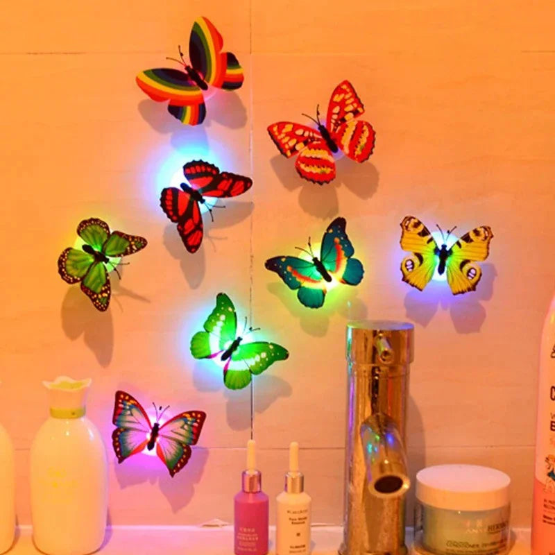 Moktan Sabai Colorful LED Butterfly Wall Night Light Stickable Glowing Decorative Home Lamp