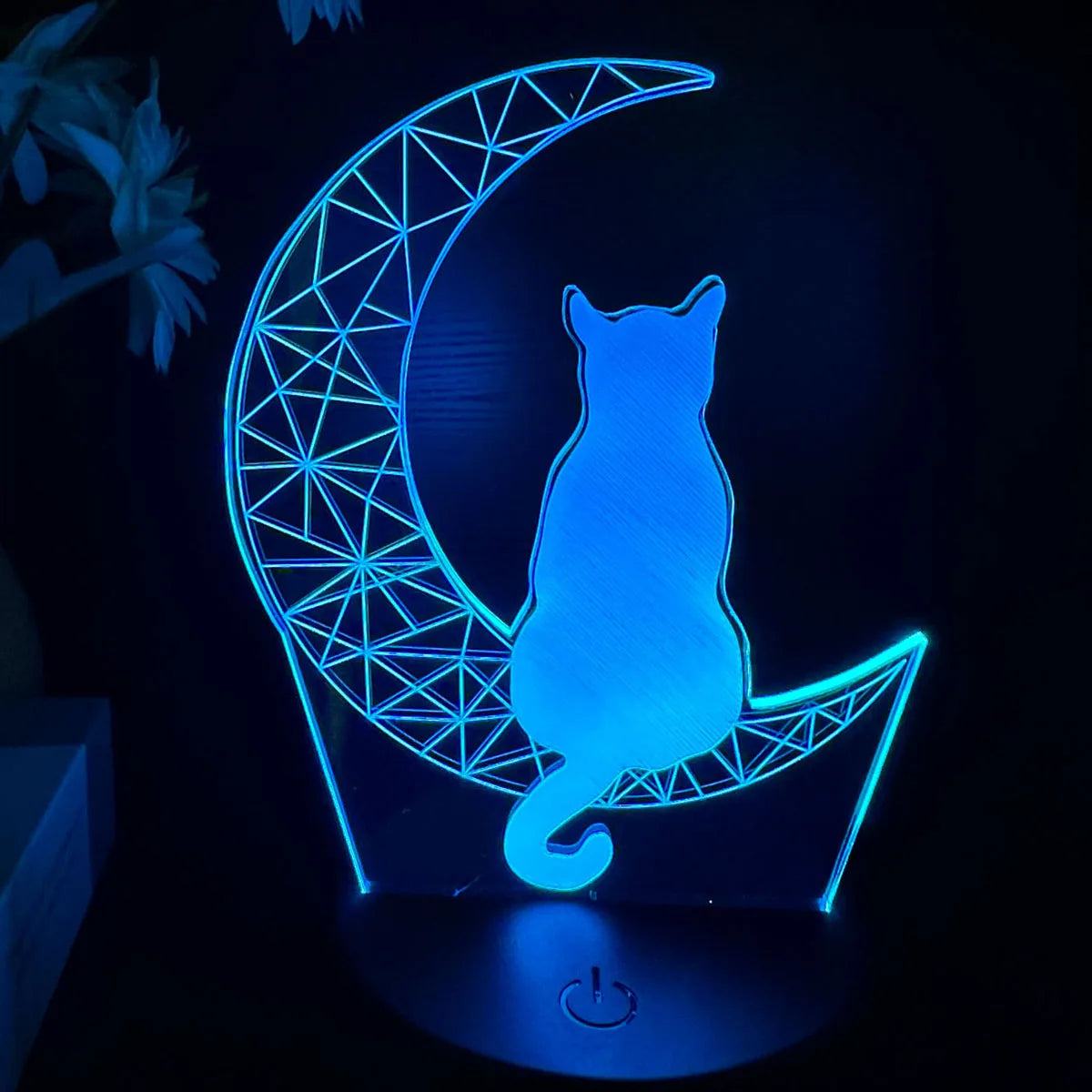 Moktan Sabai Moon Cat 3D Night Light Optical Illusion Lamp 7-Color Touch Bedroom Decor Lamp 7 Colors