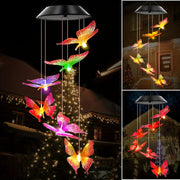 Moktan Sabai LED Solar Wind Chimes Color Changing Butterfly Dragonfly Hummingbird Outdoor Gift
