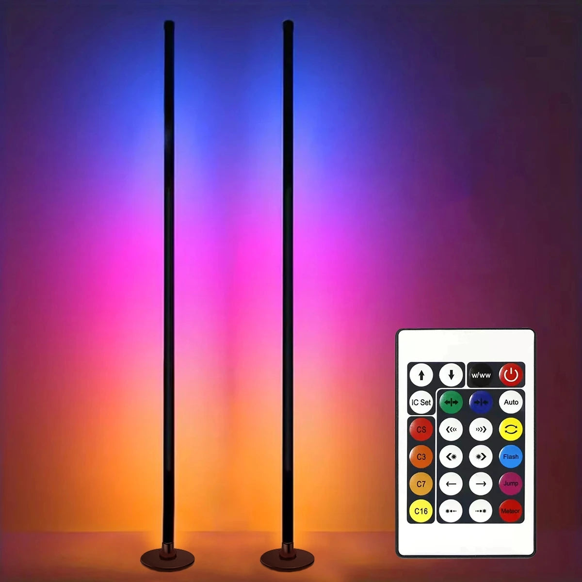 Moktan Sabai Smart RGB LED Floor Lamp App Control Music Sync Corner Light with Timer 2PCS