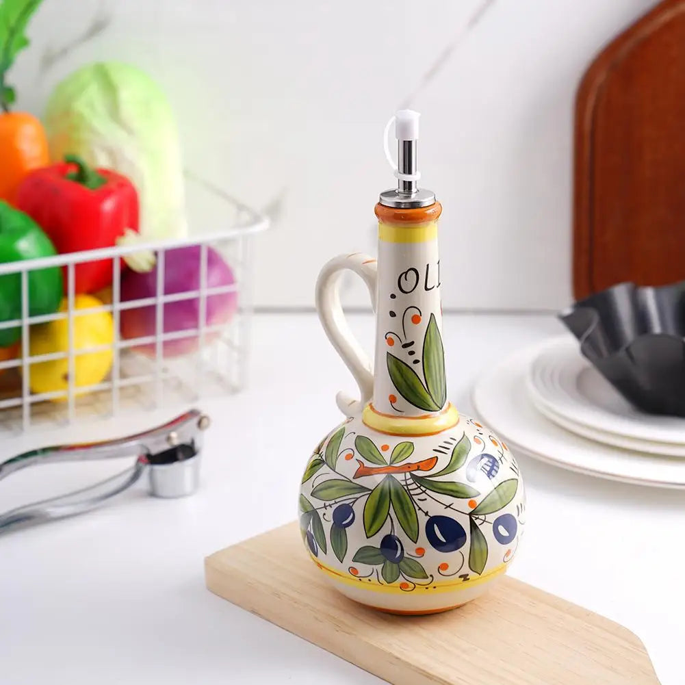 Moktan Sabai Ceramic Olive Oil Bottle | Mediterranean Dispenser