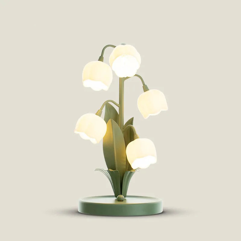 Moktan Sabai Vintage Floral Table Lamp 5 Lily Nightstand Lamp G4 LED 3 Colors Bedroom Decor green