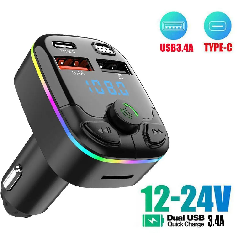 Moktan Sabai Bluetooth 5.0 FM Transmitter Car Charger with PD QC3.0 Fast Charging and Type C Adapter