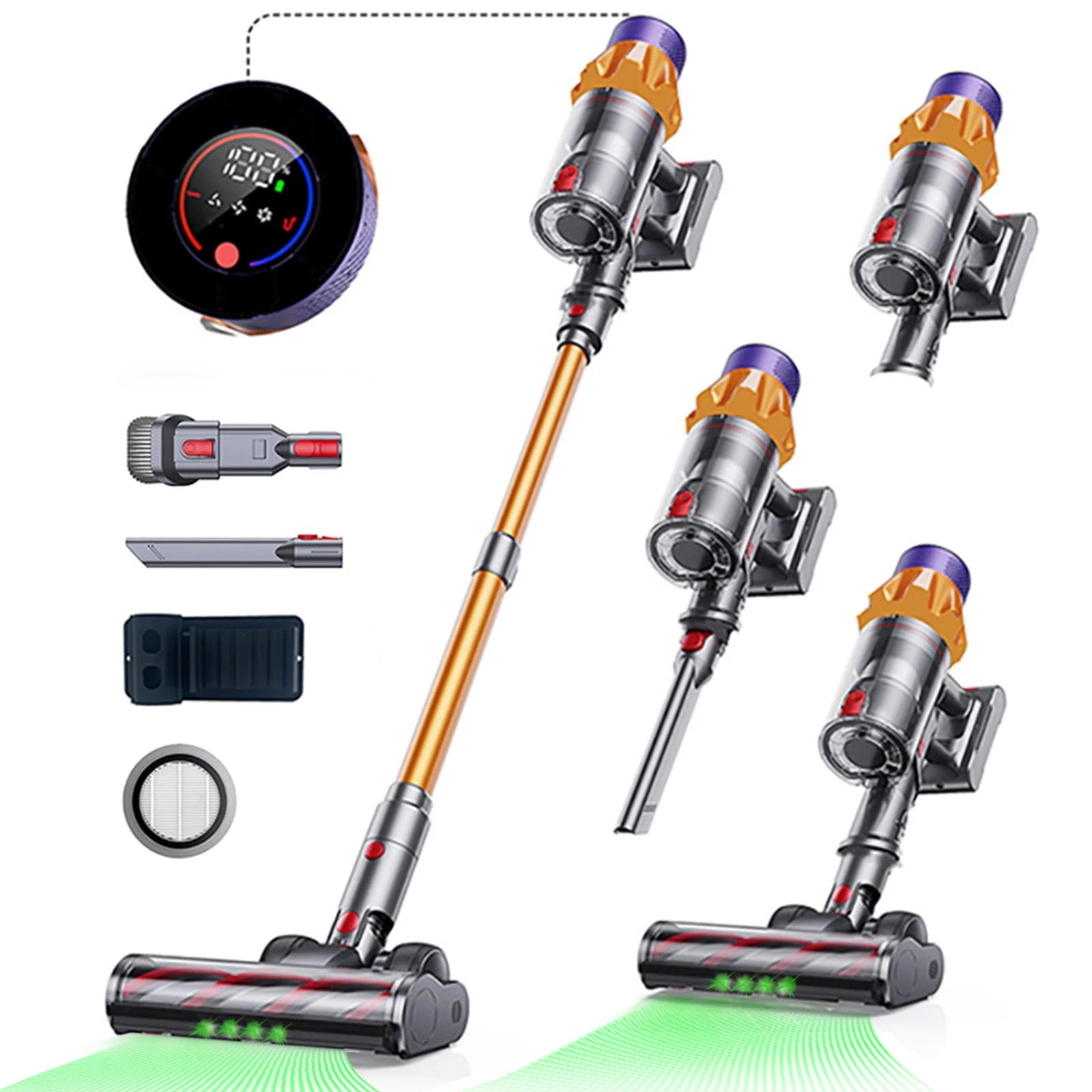 Moktan Sabai 550W Cordless Vacuum Cleaner 45000Pa Powerful Brushless Motor Handheld Home Yellow