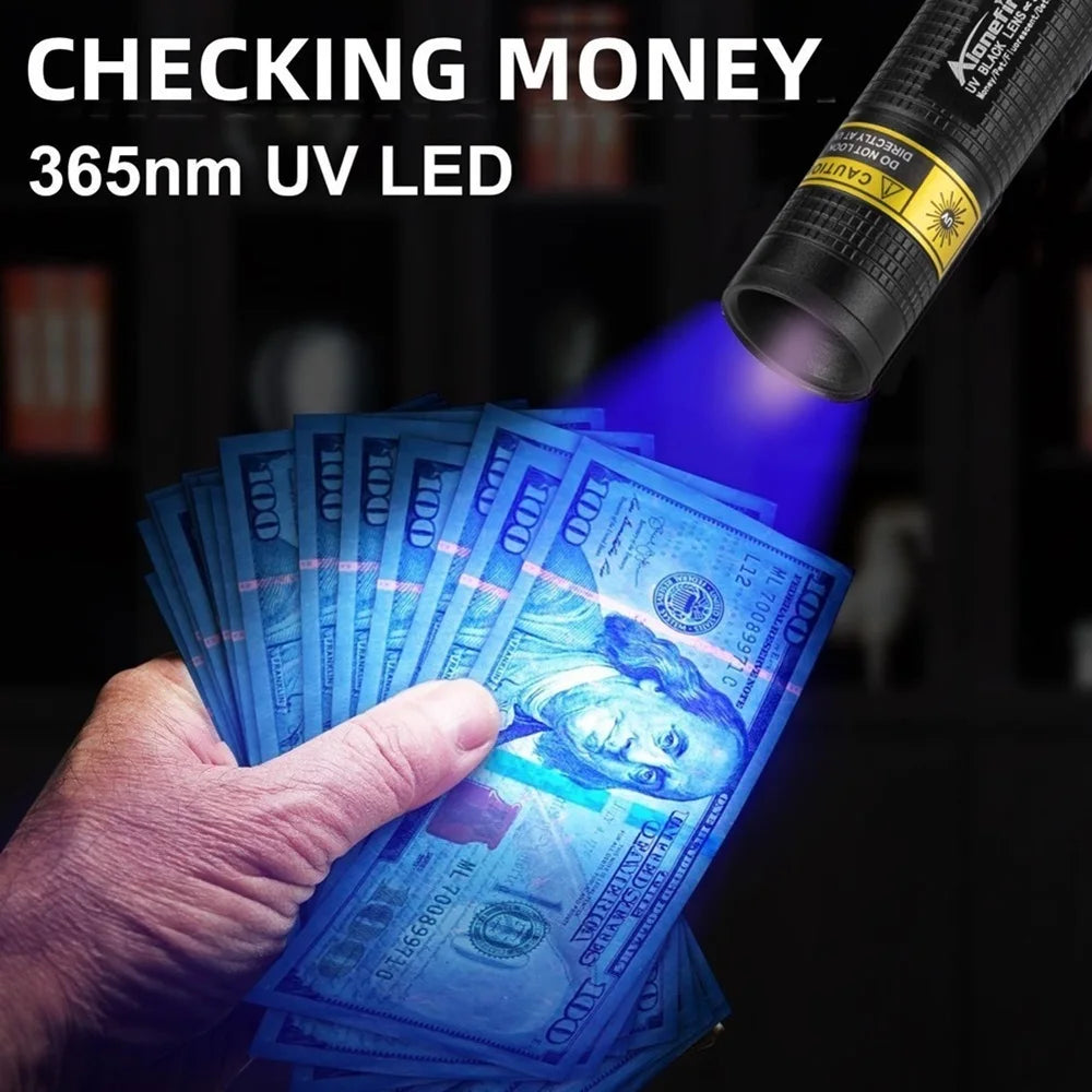 Moktan Sabai 365nm UV Flashlight USB Rechargeable Mini Blacklight Pet Stain Detection