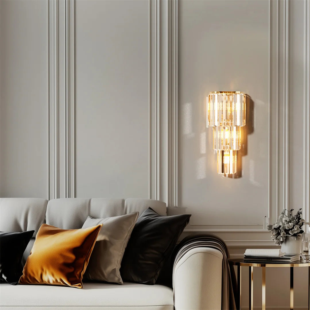 Moktan Sabai LUVODI Modern Crystal Wall Lamp 3-Layer Sconce E14 LED Corn Light Indoor Decor