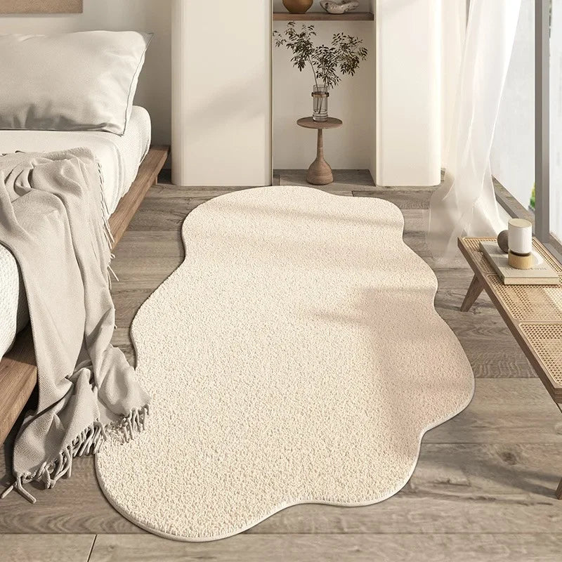 Moktan Sabai Cream Irregular Area Rug Non Slip Modern Nordic Wave Floor Mat B