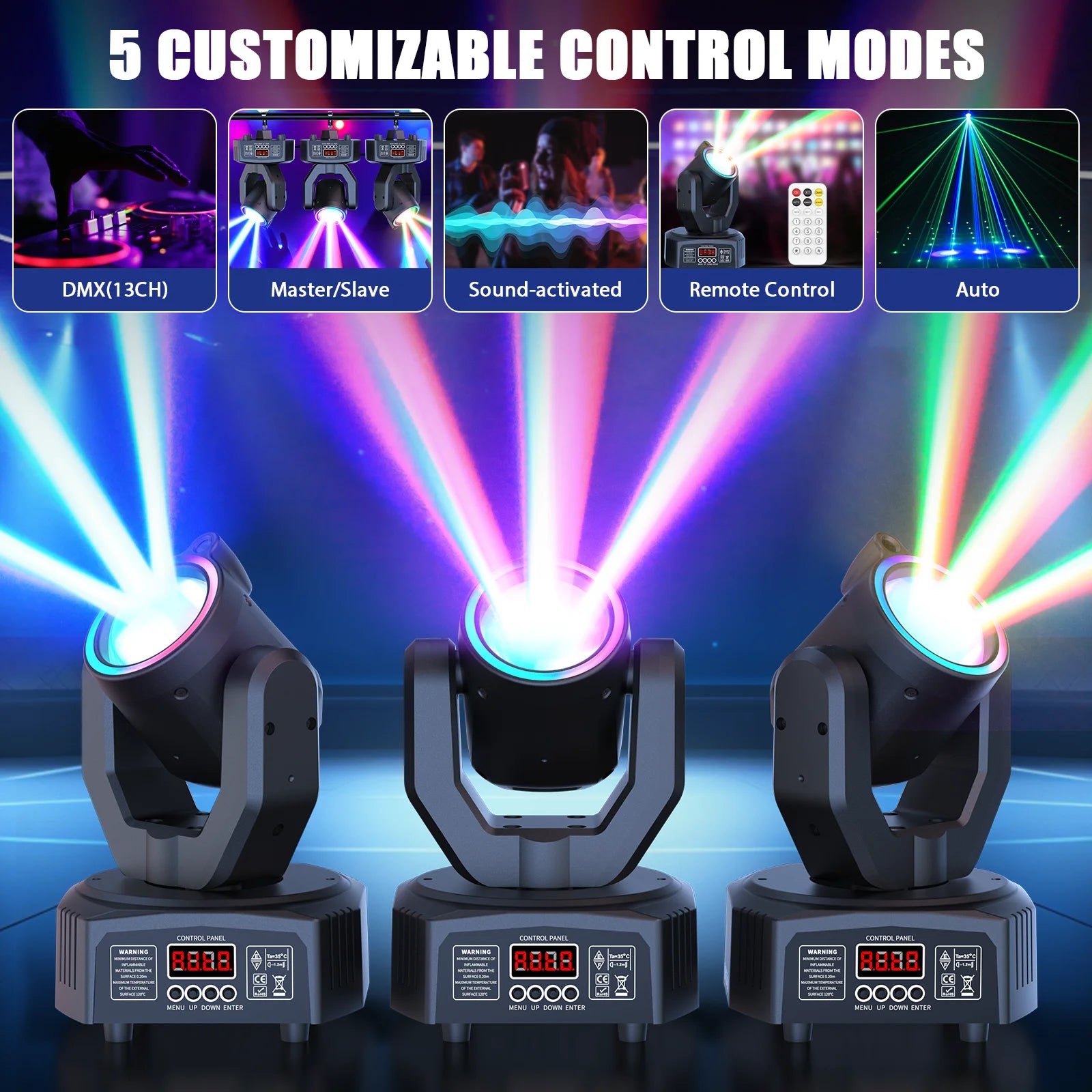 Moktan Sabai U'King 30W Mini Moving Head LED RGBW Spot Beam Stage Light DMX DJ Party Disco