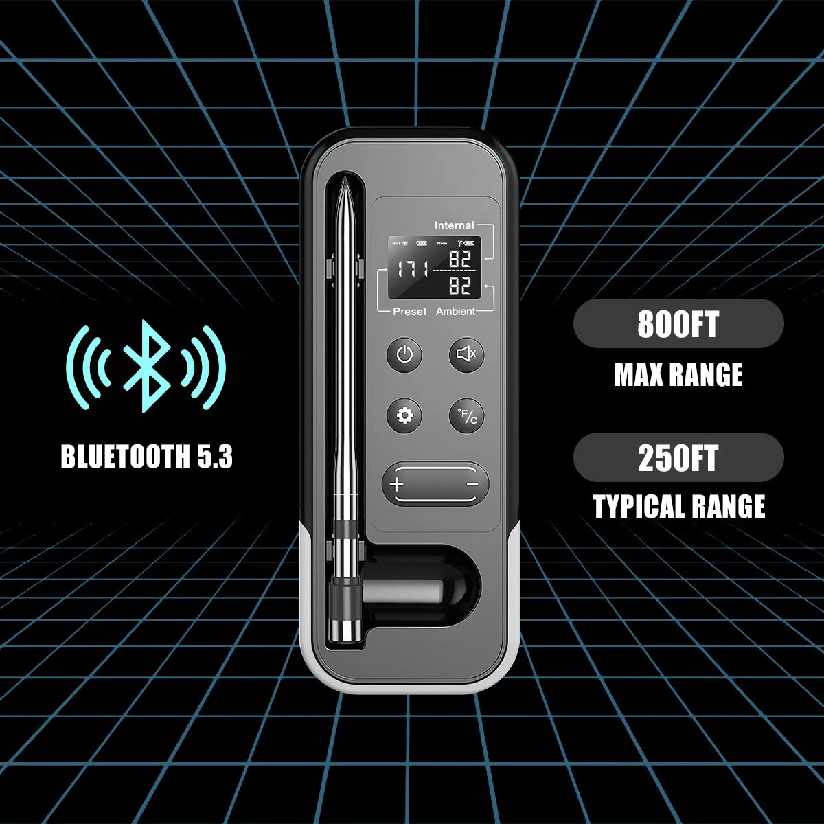 Moktan Sabai Smart Bluetooth BBQ Meat Thermometer Wireless Probe Grill Oven Alarm