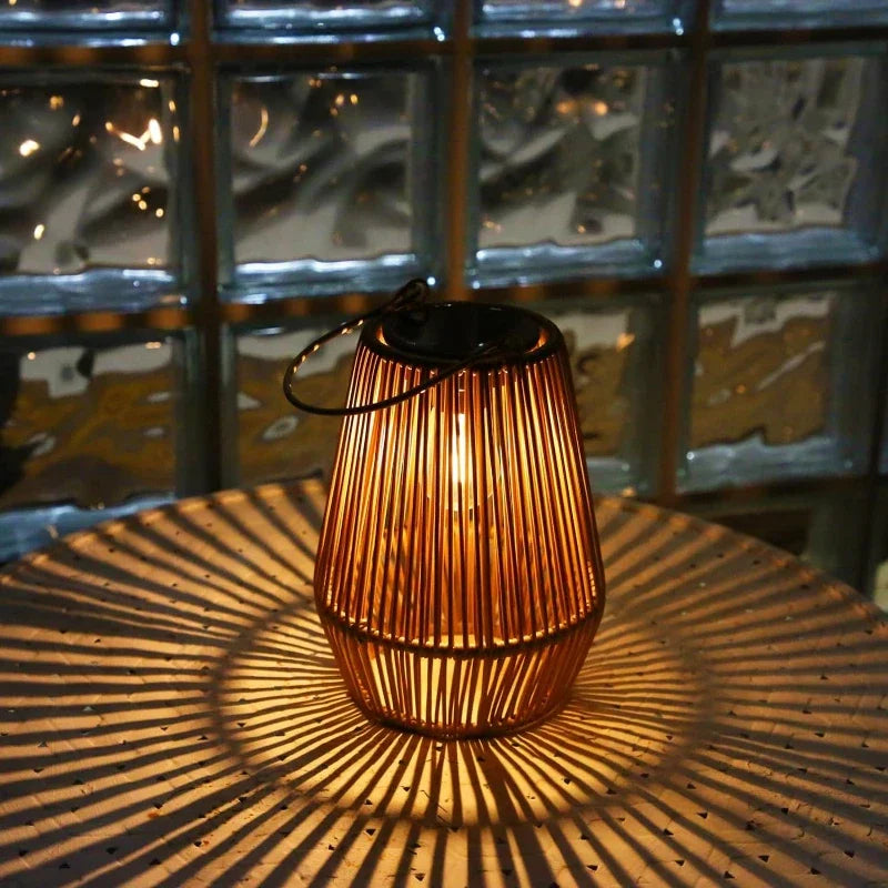 Moktan Sabai Outdoor Solar Hanging Lights Waterproof Woven Lanterns for Garden Yard