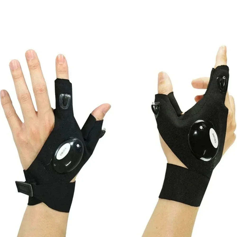 Moktan Sabai LED Flashlight Running Gloves – Waterproof Fingerless Gloves for Cycling & Hiking Left and Right