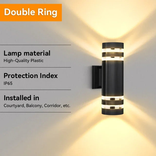 Moktan Sabai LED Outdoor Waterproof Wall Light | E27 Exterior Porch Stair Lamp Fixture Bilayer Cylinder