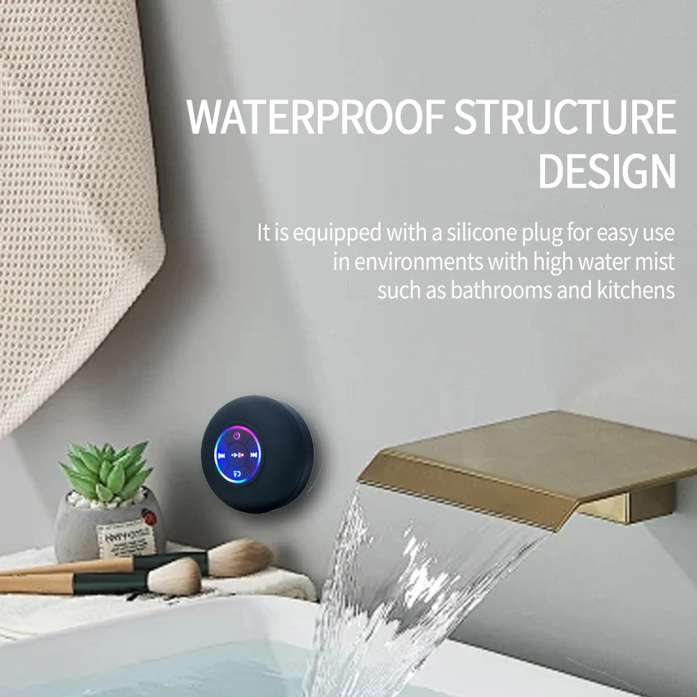 Moktan Sabai Portable Waterproof Bluetooth Speaker with LED Light Suction Cup Outdoor